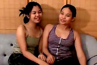 Amateur Threesome: 2 Young Asian Girls Fucking Lucky Guy